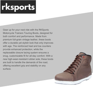 RKSports 10051 Motorbike Motorcycle Trainer Water Resistant Leather Boots