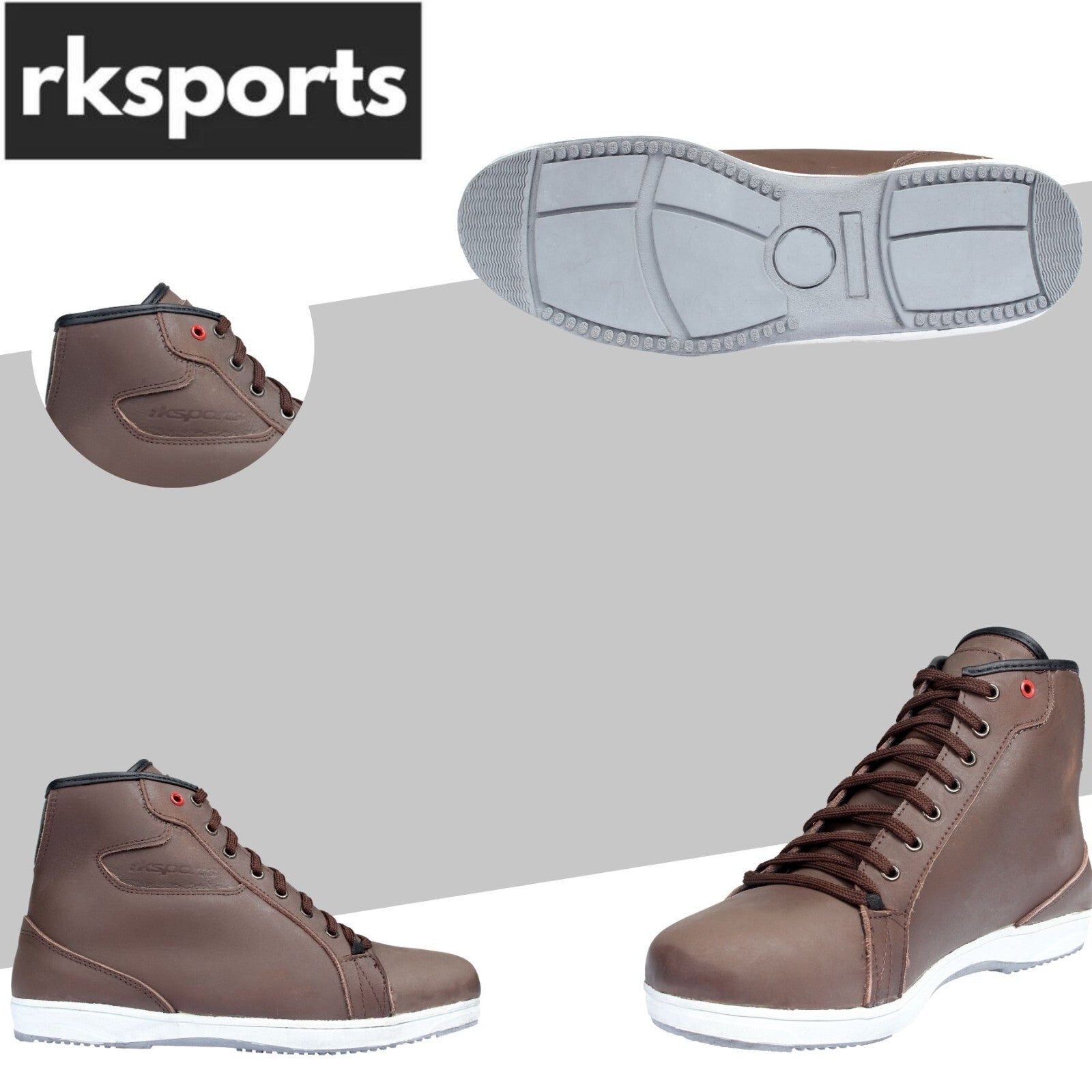 RKSports 10051 Motorbike Motorcycle Trainer Water Resistant Leather Boots