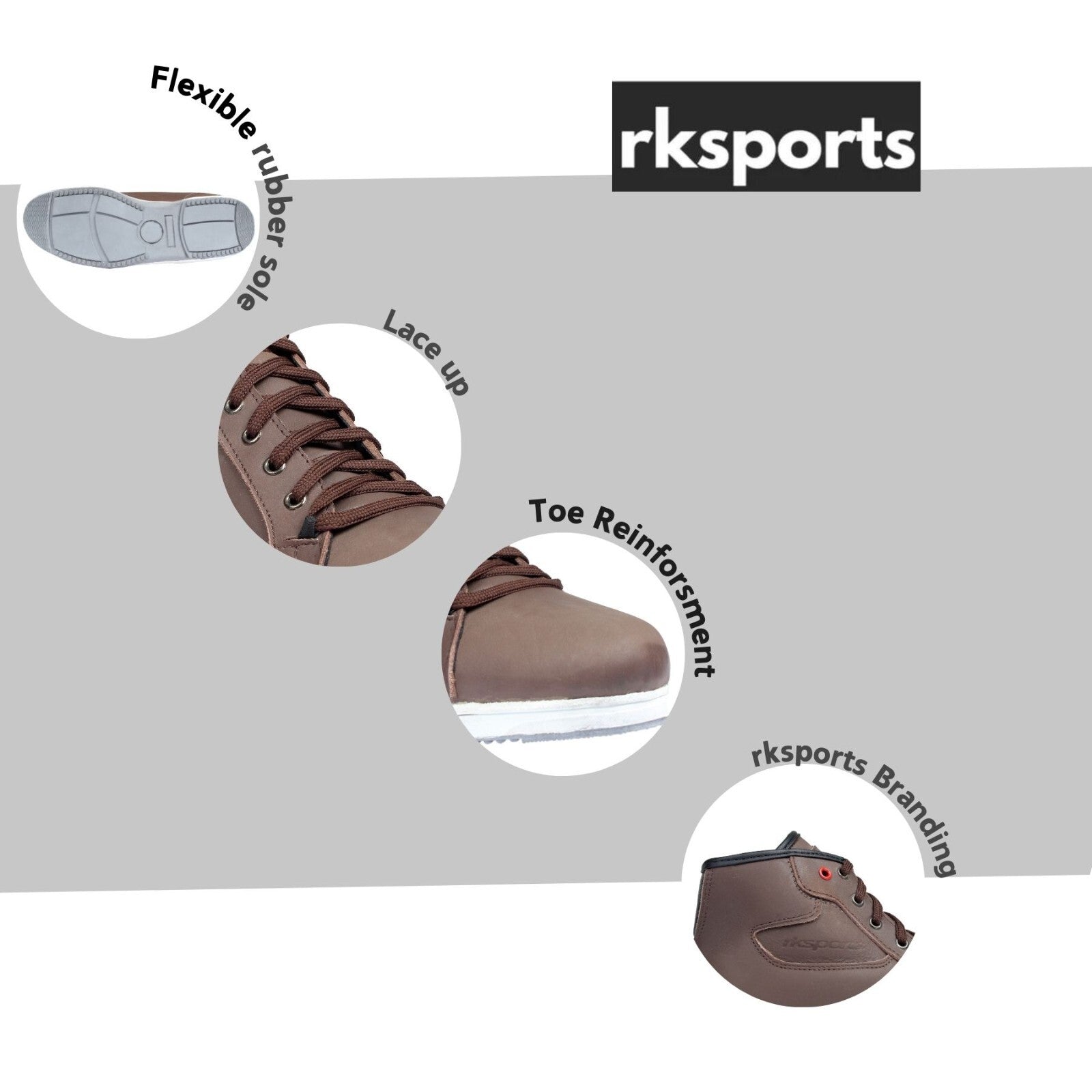 RKSports 10051 Motorbike Motorcycle Trainer Water Resistant Leather Boots