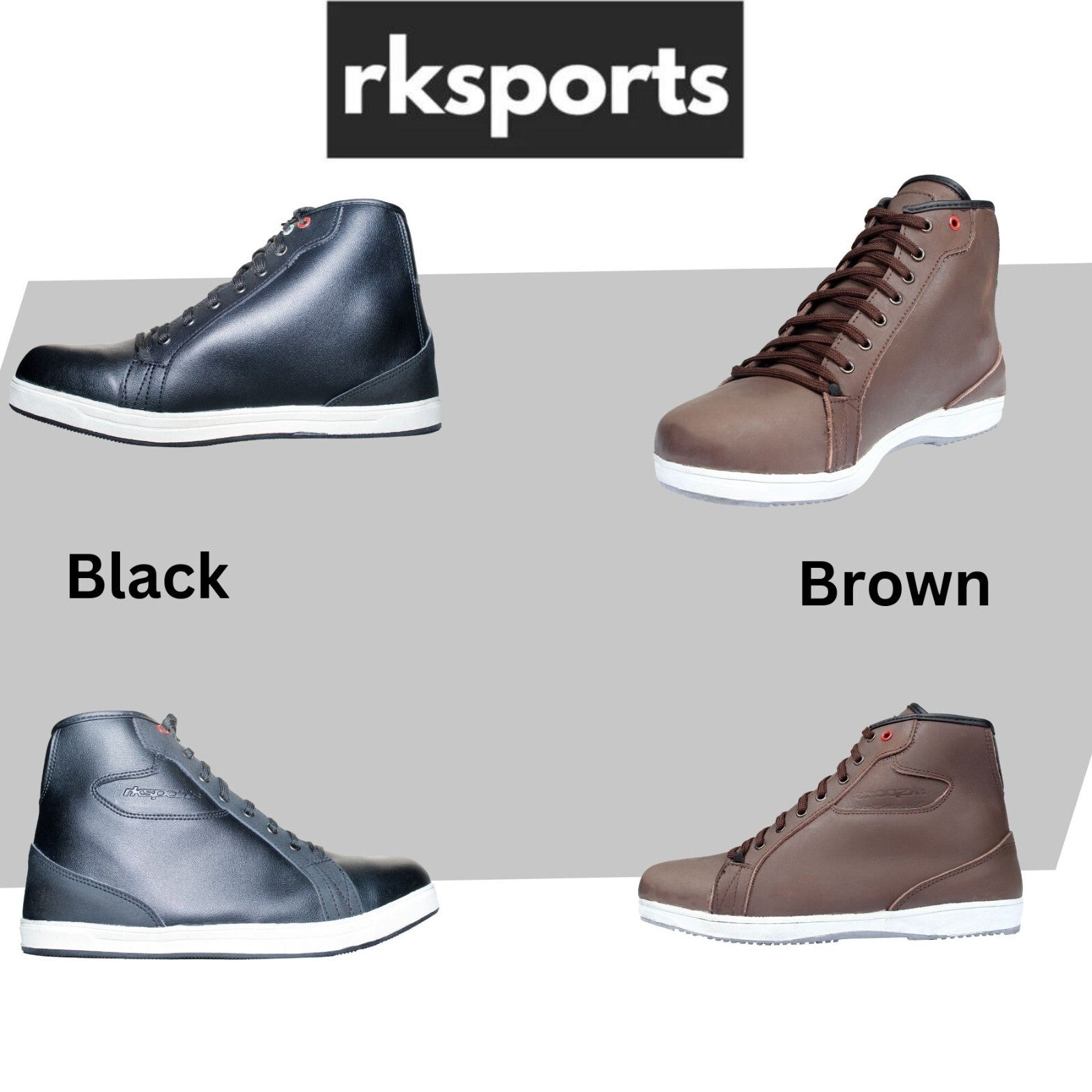 RKSports 10051 Motorbike Motorcycle Trainer Water Resistant Leather Boots