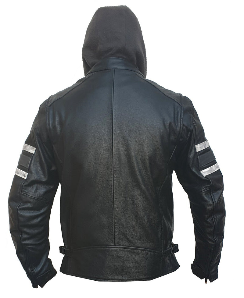 Rksports Mens 747 hoody Detachable biker Leather Motorcycle Armoured  Jacket