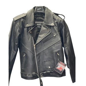 Men's Classic Brando Leather Motorcycle Jacket – Black