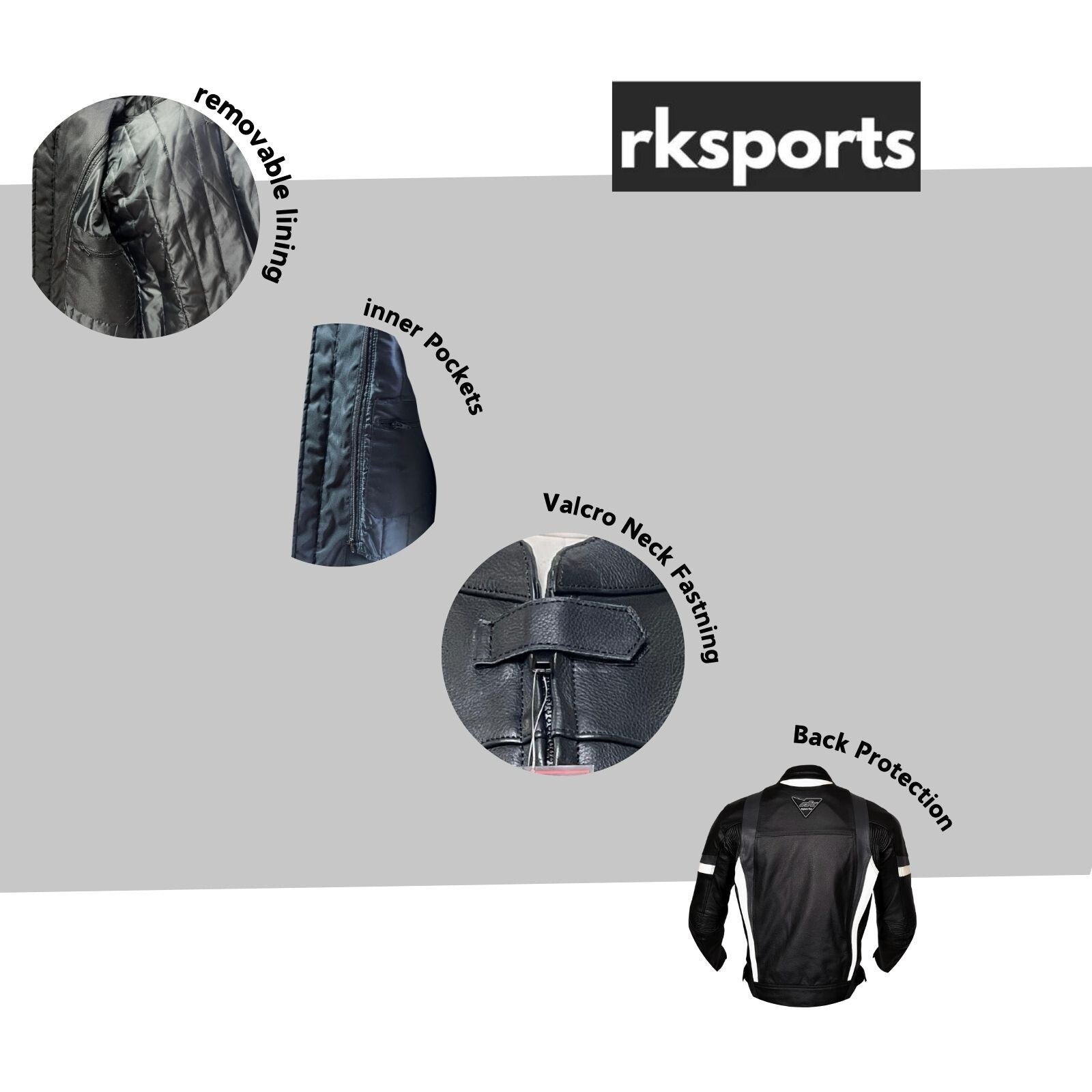 Rksports Mens Speed 7 biker Leather Motorcycle Armoured  Jacket