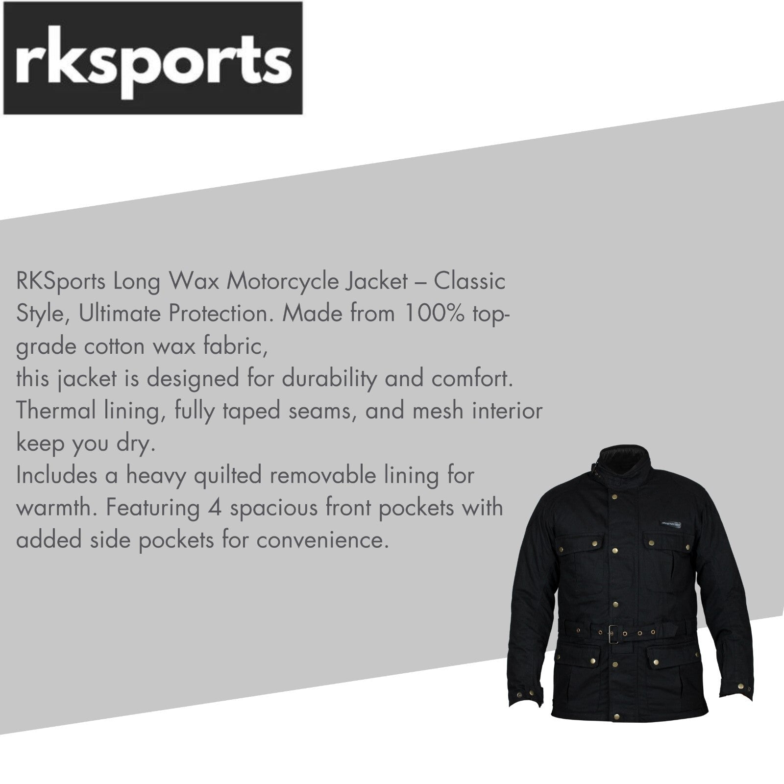 rk sports vintage wax  black/brown motorcycle motorbike jacket