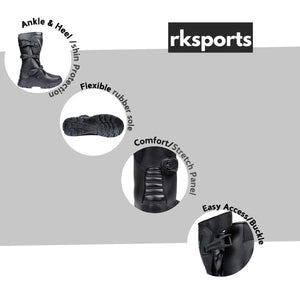 RKSPORTS  MENS MOTORCYCLE MOTORBIKE RK-16 ADVENTURE BLACK LEATHER  BOOTS