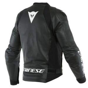 Dainese Sport Pro Leather Motorcycle Motorbike Jacket Black White