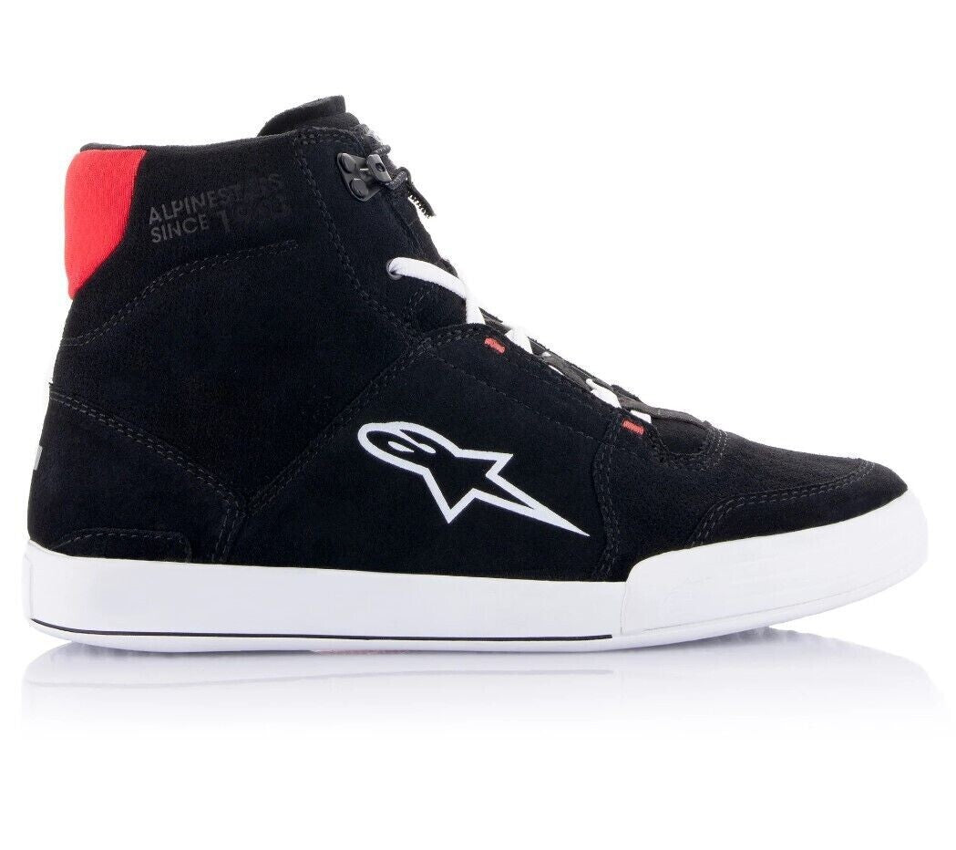 Casual Motorcycle Boots Alpinestars Chrome Suede CE Armoured - Black/White/Red