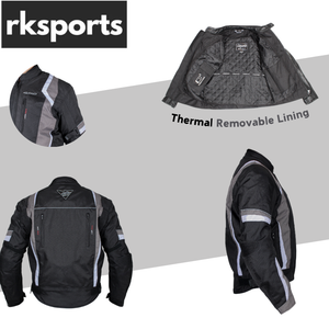 RKSports MENS 1509 GREY TEXTILE MOTORBIKE MOTORCYCLE JACKET