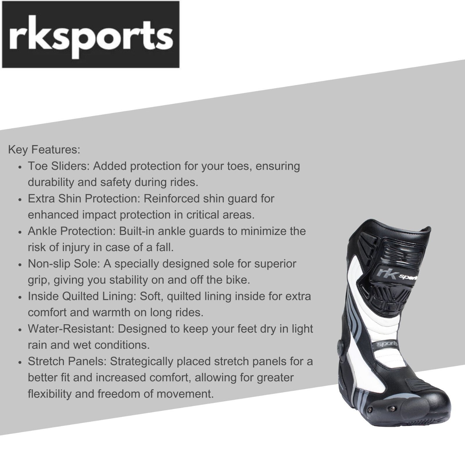 LV15 Motorcycle Motorbike Black Leather Water resistant Winter Race Boots