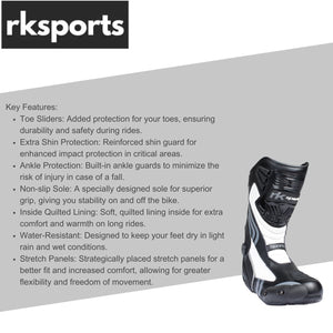 LV15 Motorcycle Motorbike Black Leather Water resistant Winter Race Boots