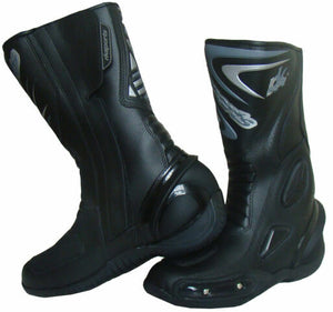 LV14 Motorcycle Motorbike Black Leather Water resistant Winter Race Boots