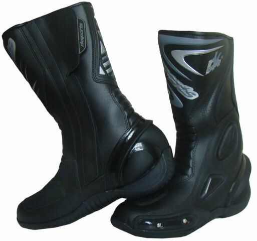 LV14 Motorcycle Motorbike Black Leather Water resistant Winter Race Boots