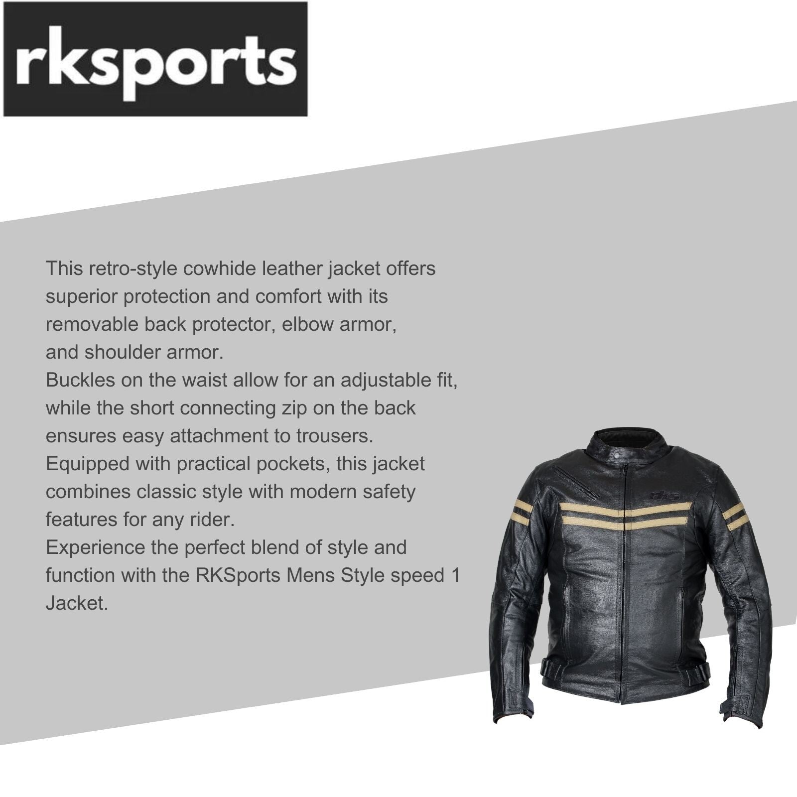Mens Leather Speed-1 Fashion Motorcycle Motorbike Armoured Jacket
