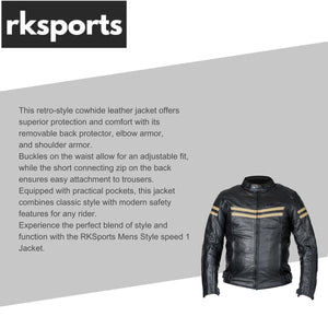 Mens Leather Speed-1 Fashion Motorcycle Motorbike Armoured Jacket