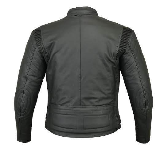 Mens FXT Leather Fashion MOTORCYCLE MOTORBIKE JACKET ARMOUR IN BLACK