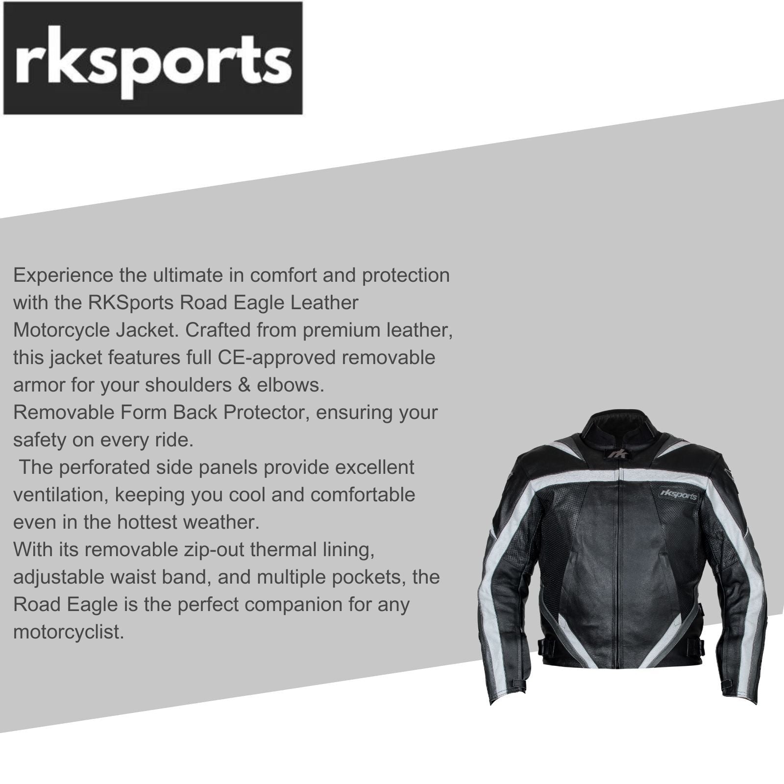 Rk Sports Road Eagle Blue Red Grey Leather Motorcycle Jacket