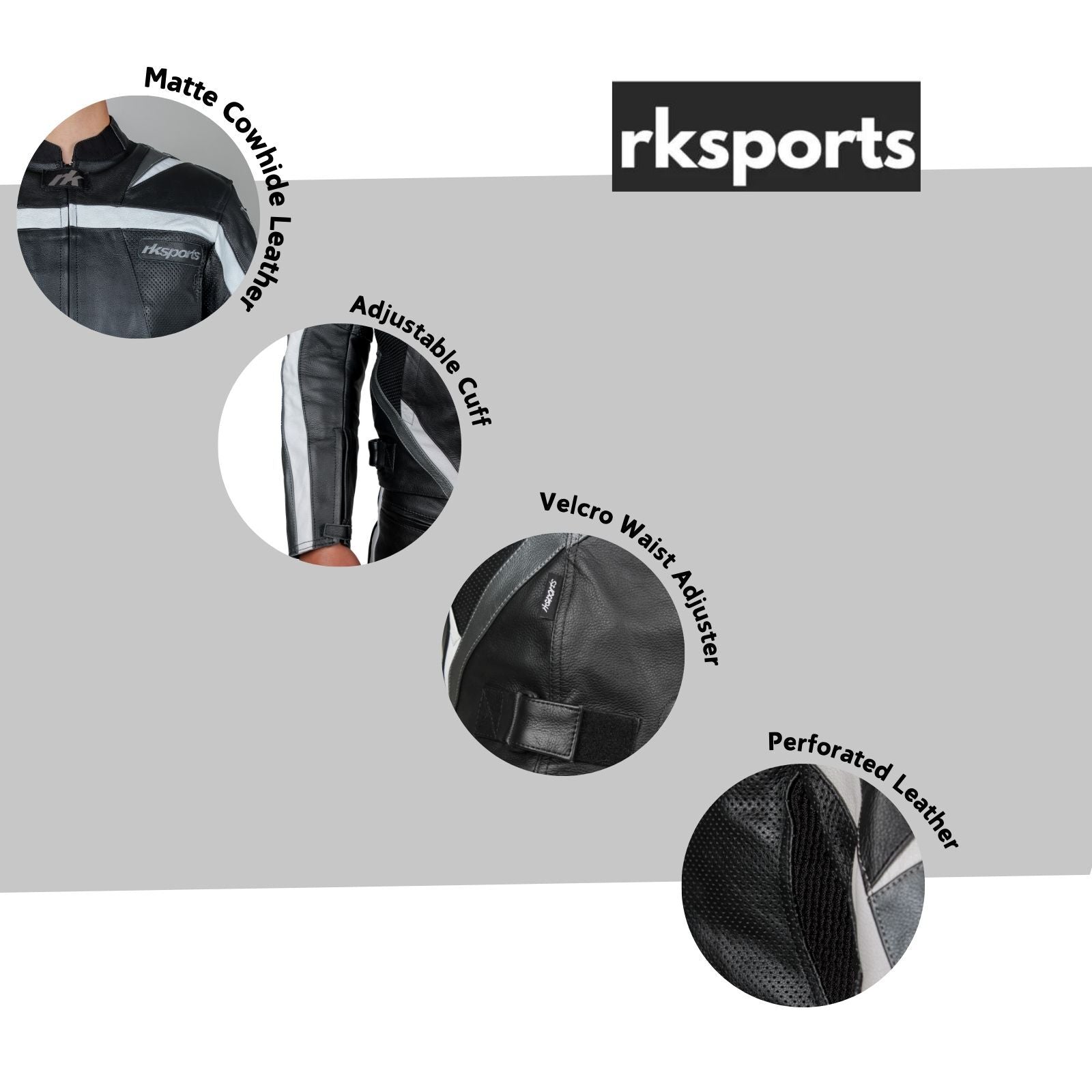 Rk Sports Road Eagle Blue Red Grey Leather Motorcycle Jacket