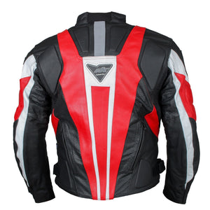 Rk Sports Road Eagle Blue Red Grey Leather Motorcycle Jacket