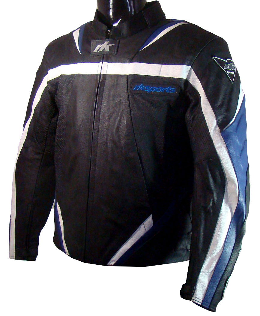 Rk Sports Road Eagle Blue Red Grey Leather Motorcycle Jacket