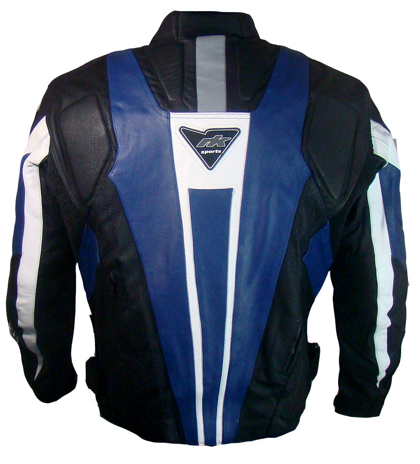 Rk Sports Road Eagle Blue Red Grey Leather Motorcycle Jacket