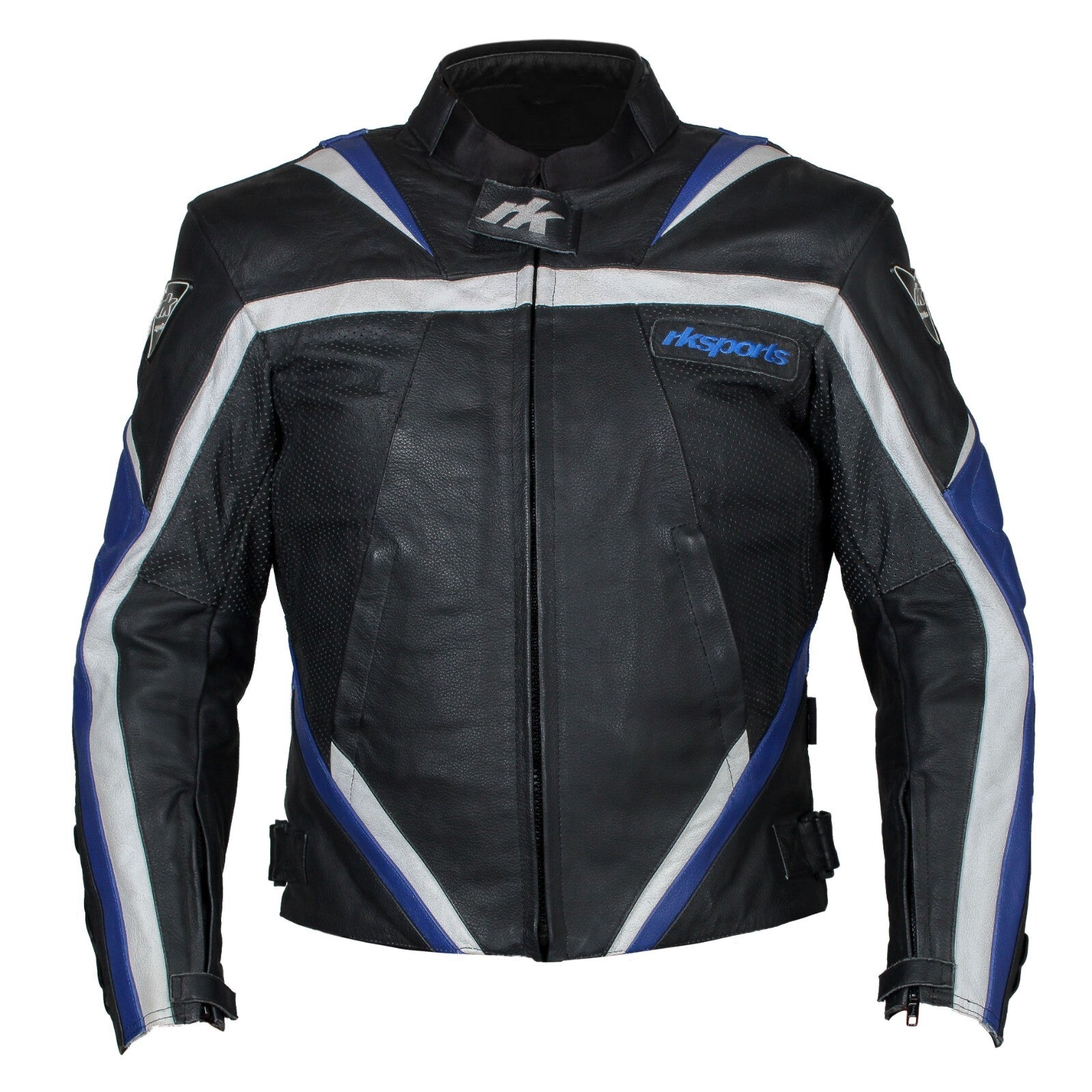 Rk Sports Road Eagle Blue Red Grey Leather Motorcycle Jacket