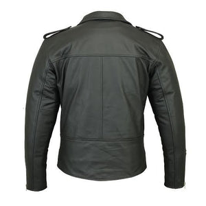 RK Sports Brando Leather Fashion Retro 70's Style Mens Black Motorcycle Jacket