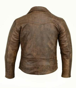 RK Sports Brando Leather Fashion Retro 70's Style Mens Black Motorcycle Jacket
