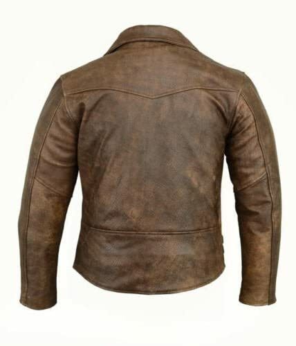 RK Sports Brando Leather Fashion Retro 70's Style Mens Black Motorcycle Jacket