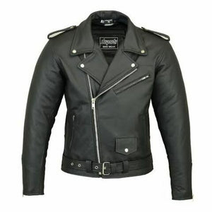 RK Sports Brando Leather Fashion Retro 70's Style Mens Black Motorcycle Jacket