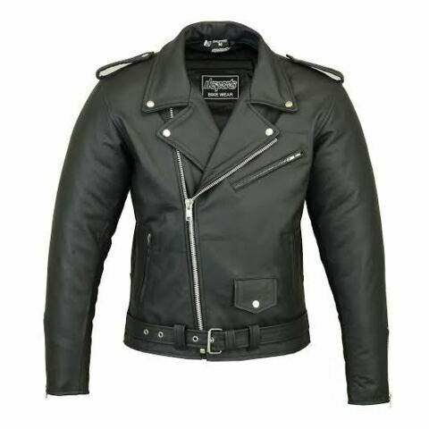 RK Sports Brando Leather Fashion Retro 70's Style Mens Black Motorcycle Jacket