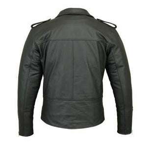 RK Sports Brando Leather Fashion Retro 70's Style Mens Black Motorcycle Jacket