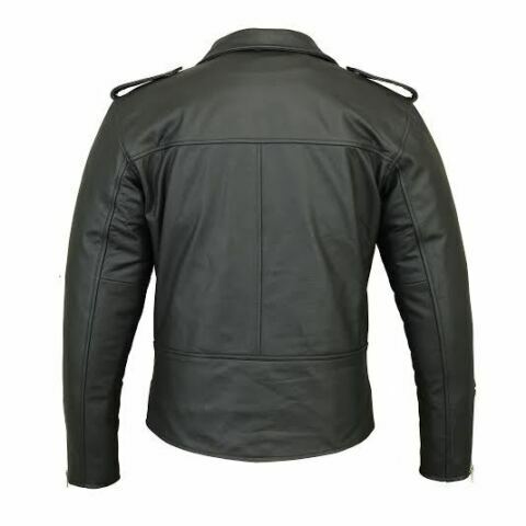 RK Sports Brando Leather Fashion Retro 70's Style Mens Black Motorcycle Jacket