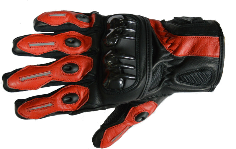 Summer Reinforced Leather Motorcycle Motorbike Carbon Knuckles Gloves