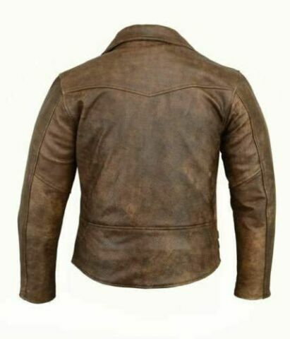 RK Sports Brando Leather Fashion Retro 70's Style Mens Black Motorcycle Jacket