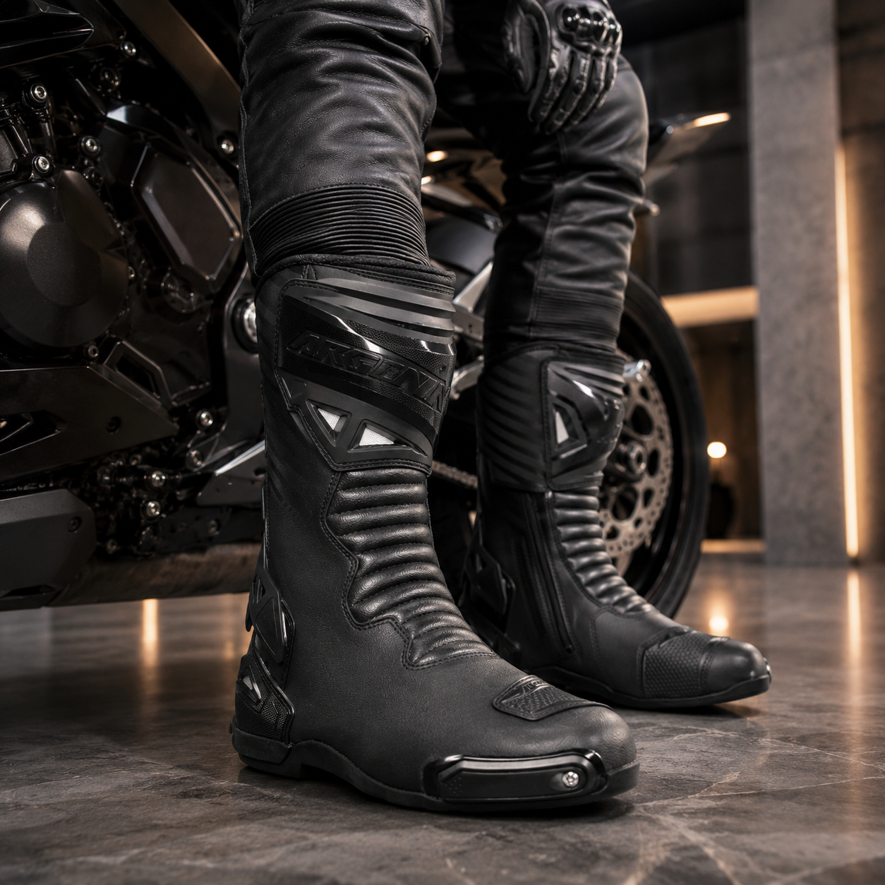 Argon Pursuit Motorcycle Race Boots – Protective Long Sports Riding Boots with R