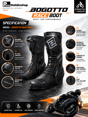 Bogotto Assen WR.20 Motorcycle Race Boots – Protective Sports Riding Boots