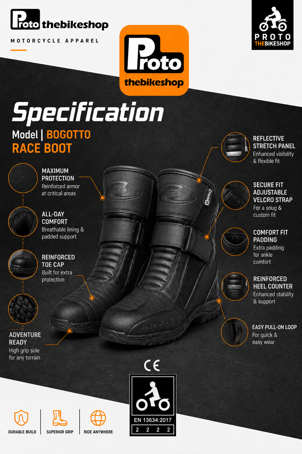 HELD  ANDAMOS SHORT  ANKLE MOTORBIKE MOTORCYCLE BOOTS LADIES & MEN
