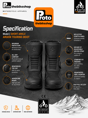 ARGON Gecko   SHORT  ANKLE MOTORBIKE MOTORCYCLE BOOTS LADIES & MEN