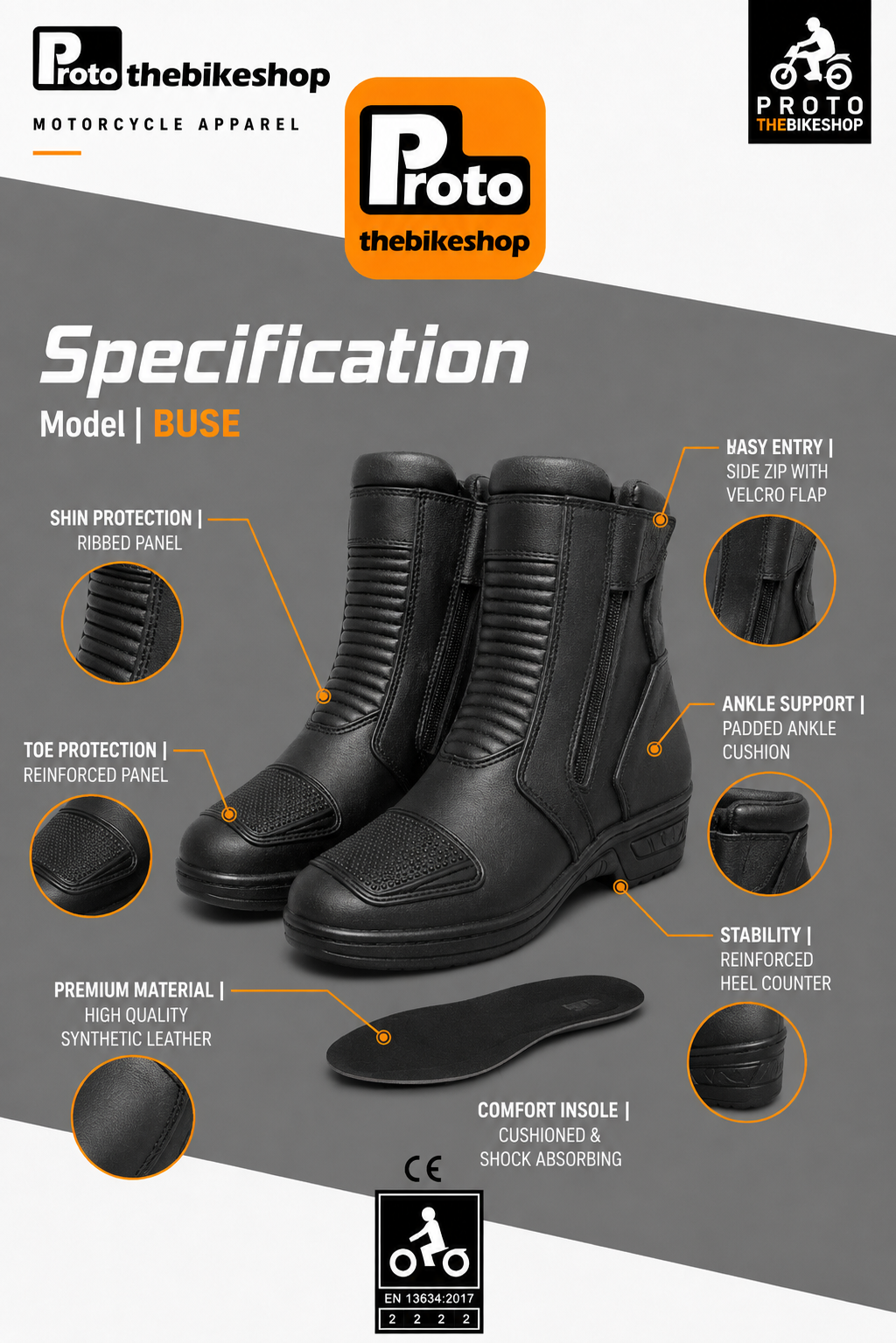 Ladies Buse Waterproof Motorbike Boots – Comfortable & Protective Riding Boots