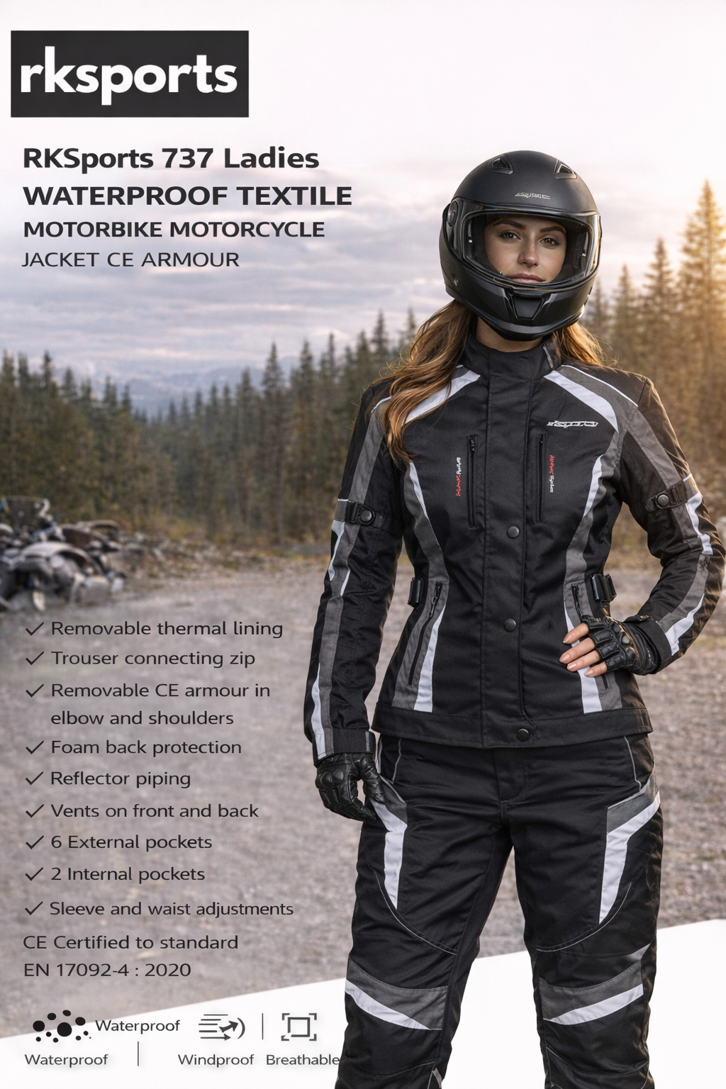 Blouson Moto RK Sports Textile 737 CE avec protections