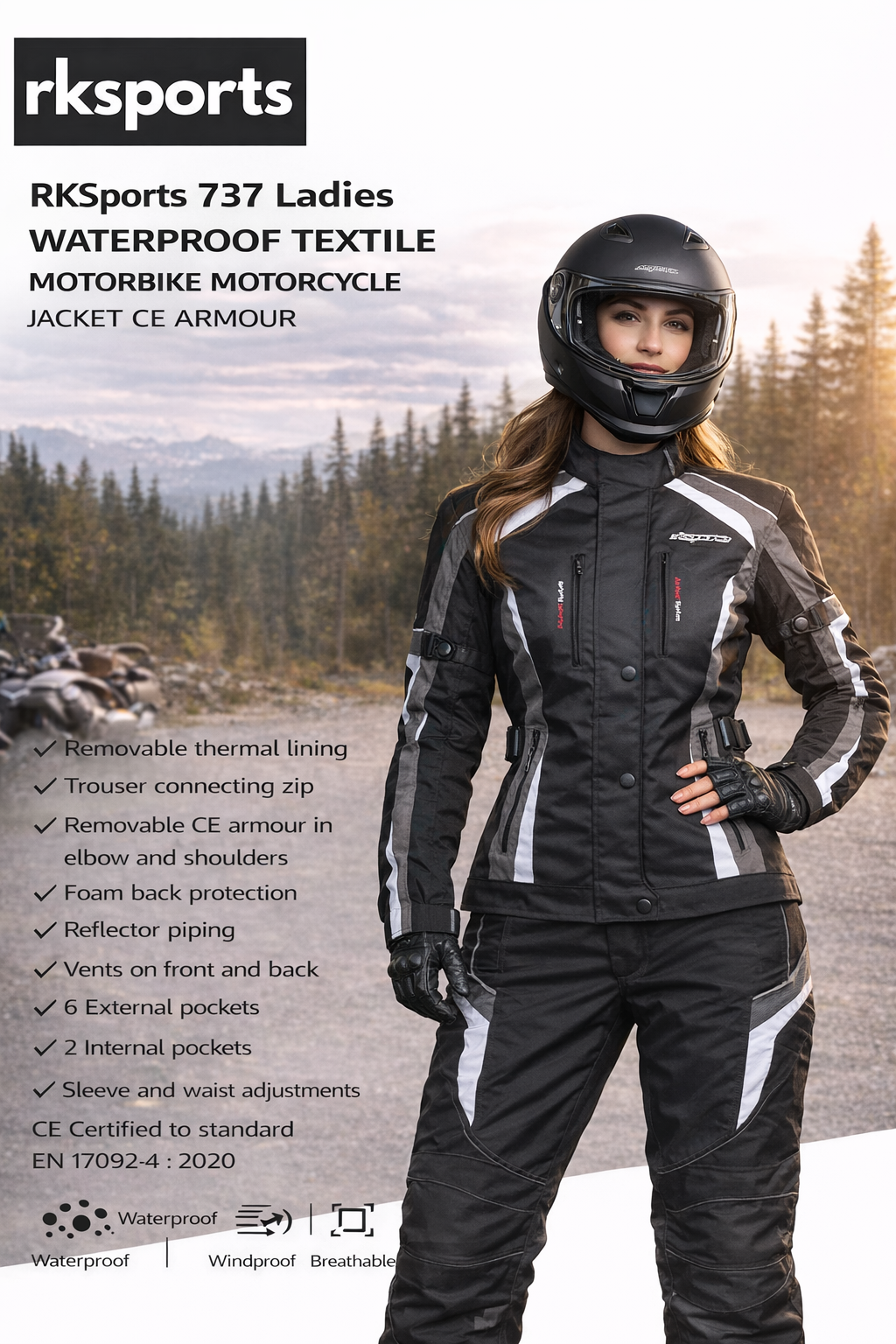 Blouson Moto RK Sports Textile 737 CE avec protections