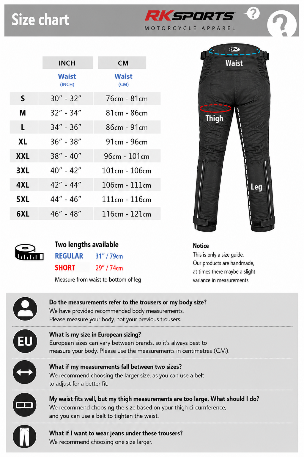 RKsports Airbourne Motorcycle motorbike Black Trouser with CE armour Cordura
