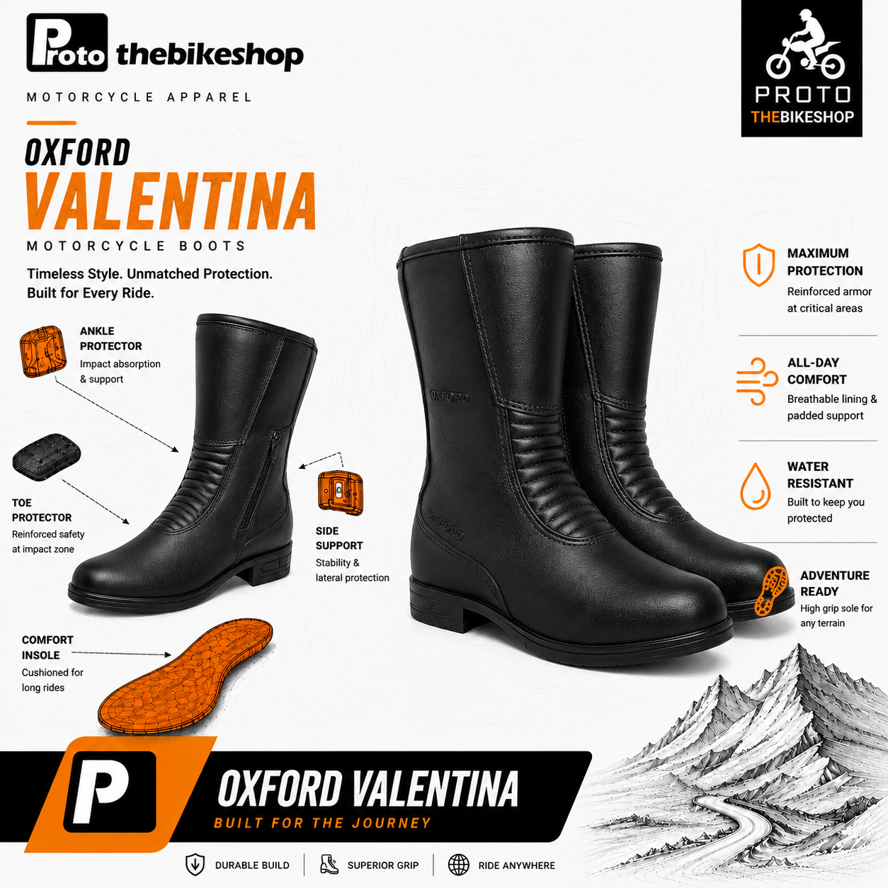 Oxford Ladies Valentia Motorcycle Waterproof Windproof Riding Boots