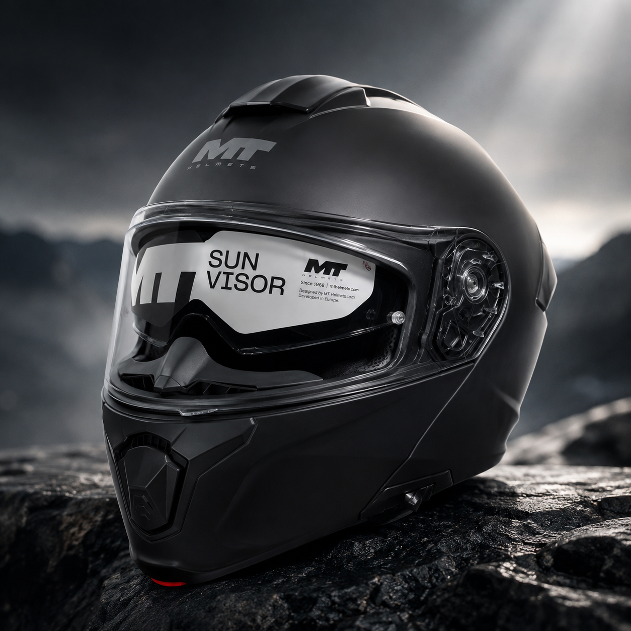MT Modular Motorcycle Helmet – Matte Black | Flip-Up Full Face Helmet with Internal Sun Visor & Pinlock-Ready Visor