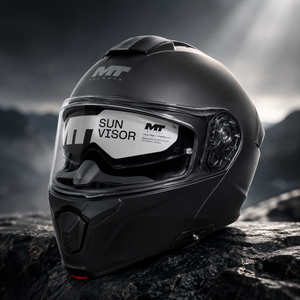 MT Modular Motorcycle Helmet – Matte Black | Flip-Up Full Face Helmet with Internal Sun Visor & Pinlock-Ready Visor