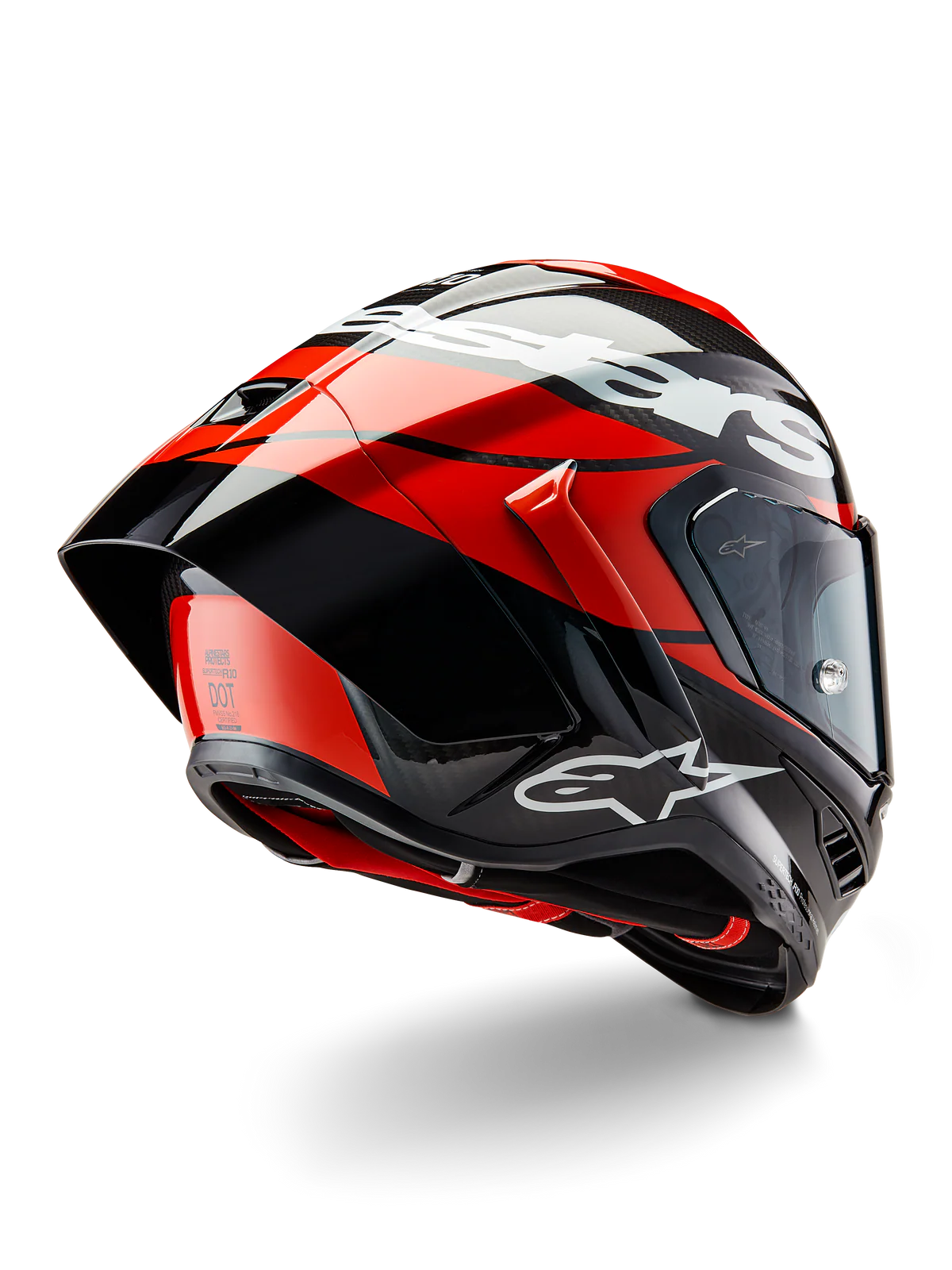 Alpinestars Supertech R10 Solid ECE 06 / Black Carbon Bright Red Glossy 1363