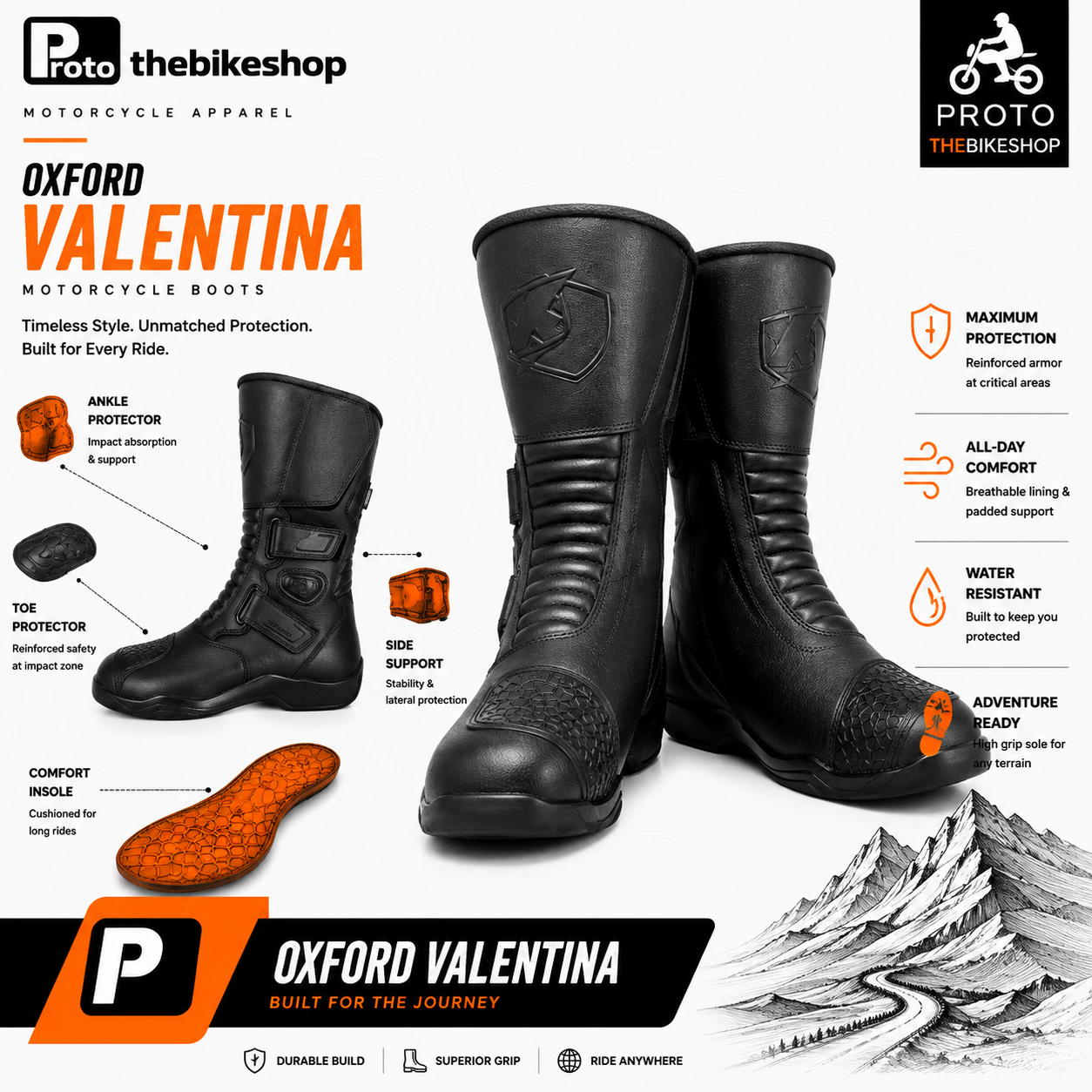 Oxford Delta Waterproof Motorbike Boots – Durable All-Weather Riding Boots