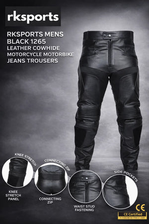 Jeans moto en cuir de vachette Proto Leather 1265