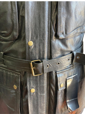 RK Sports Long Men Brown Leather Motorcycle Jacket – Premium Cowhide Leather