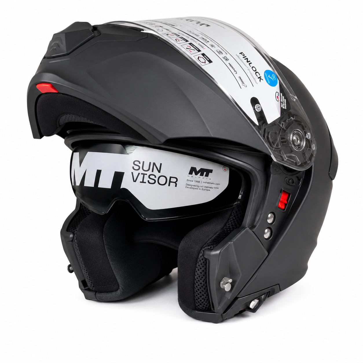 MT Modular Motorcycle Helmet – Matte Black | Flip-Up Full Face Helmet with Internal Sun Visor & Pinlock-Ready Visor